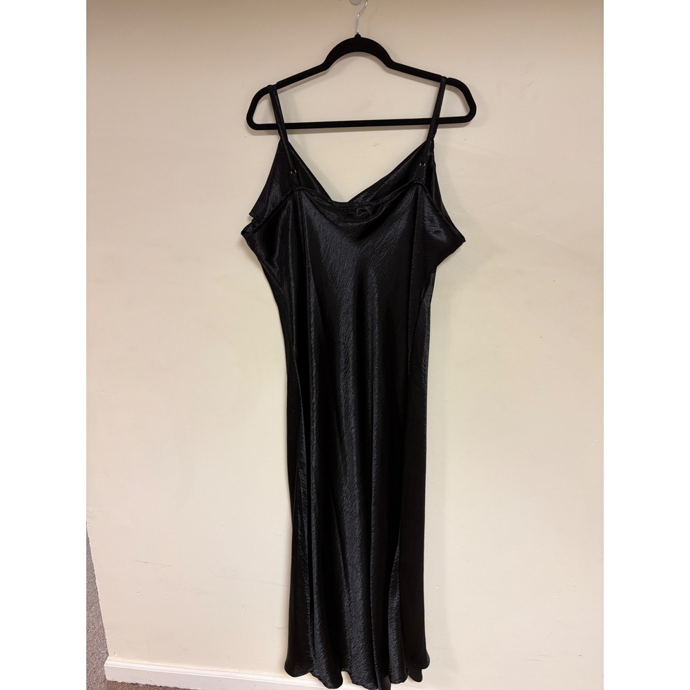 Standards & Practices Black Satin Cowl Neck Slip Midi Dress 3X - Picture 3 of 14